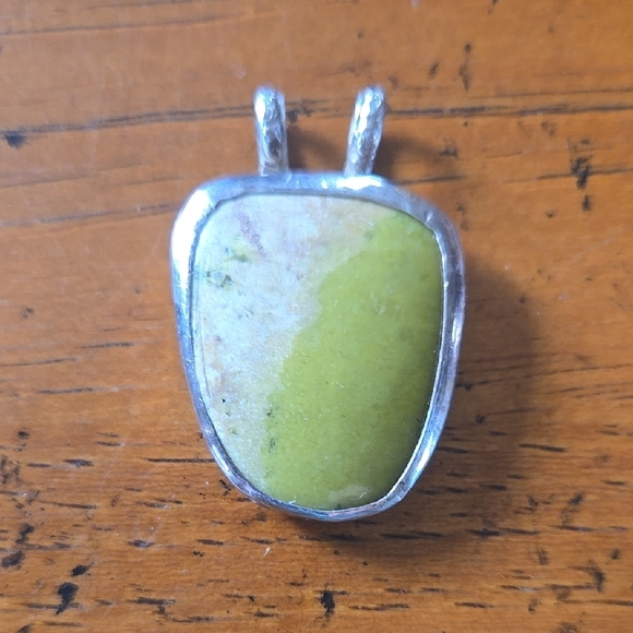 Sterling Silver and Navajo Jack Turquoise Green Pendant Necklace